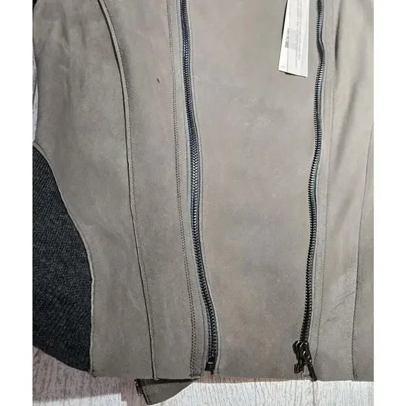 ELIE TAHARI $898 JOPLIN Genuine Lamb Leather MerinoWool Asymmetric Moto Jacket M - Picture 12 of 14